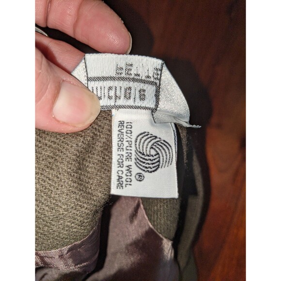 Michele VINTAGE 100% Wool Skirt Sz L Solid Lined Army Green Classic Office VTG - Picture 11 of 12